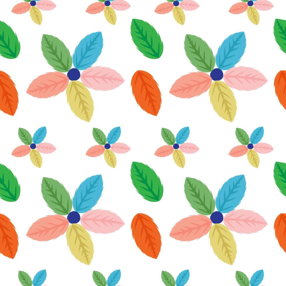 Colorful Tropical seamless leaves vector pattern For background, fabric, Wrapping paper and others isolated on white background.Vector art illustration.