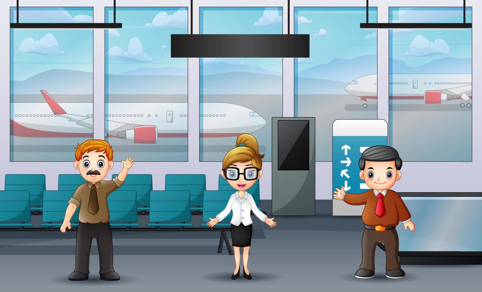 Illustration of Airport staff at the terminal vector