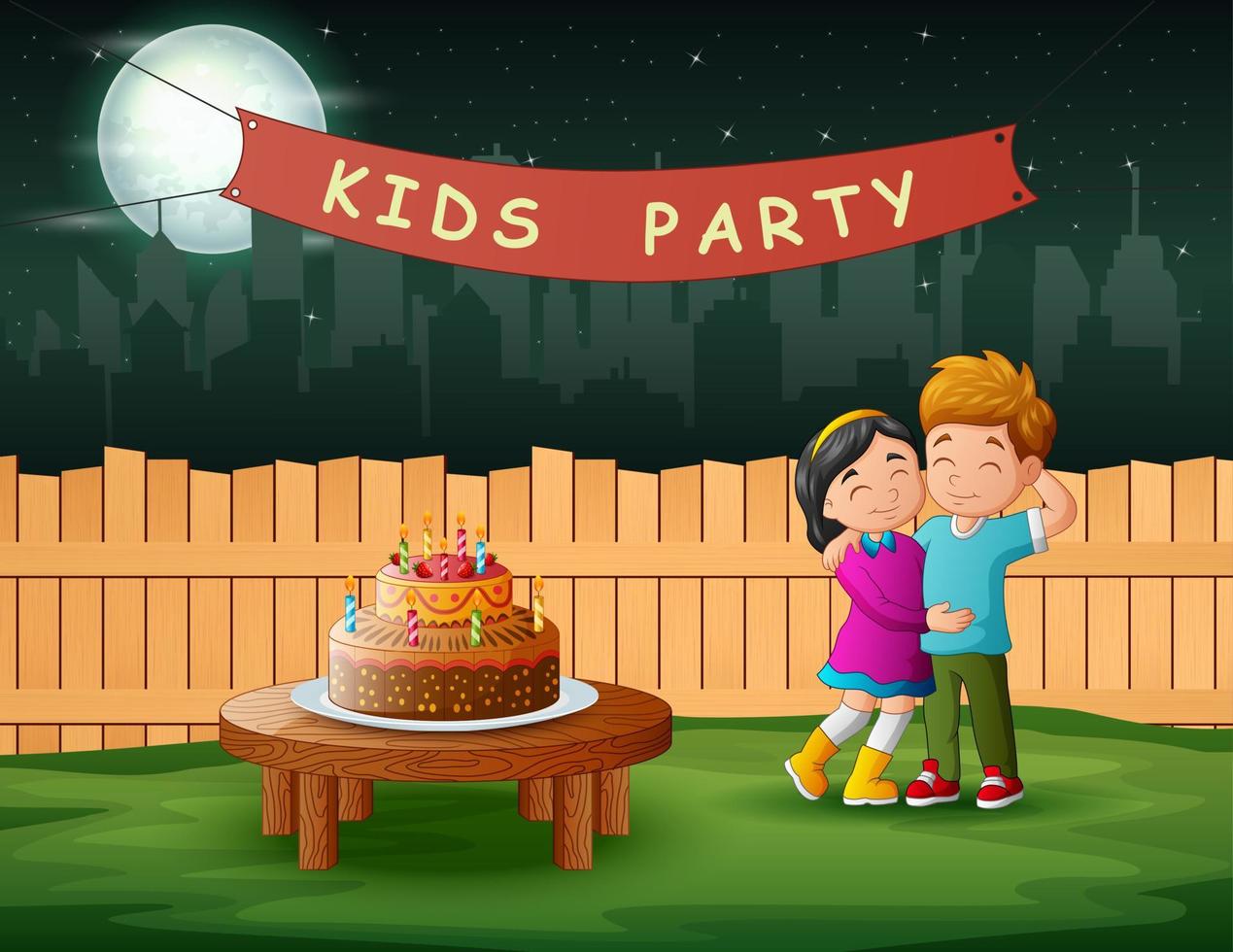 Young couple celebrating a birthday or anniversary at night vector