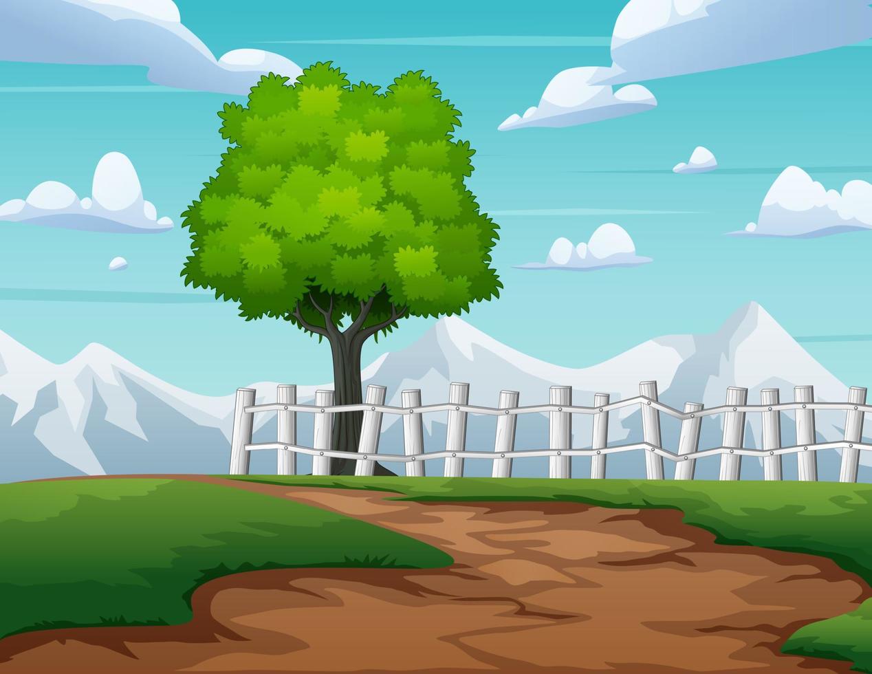 Nature background with dirt road and trees vector