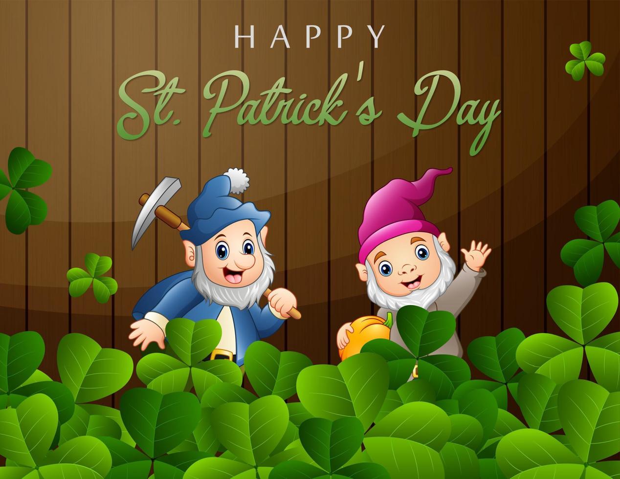 feliz fondo del día de san patricio con dos lindos enanos vector