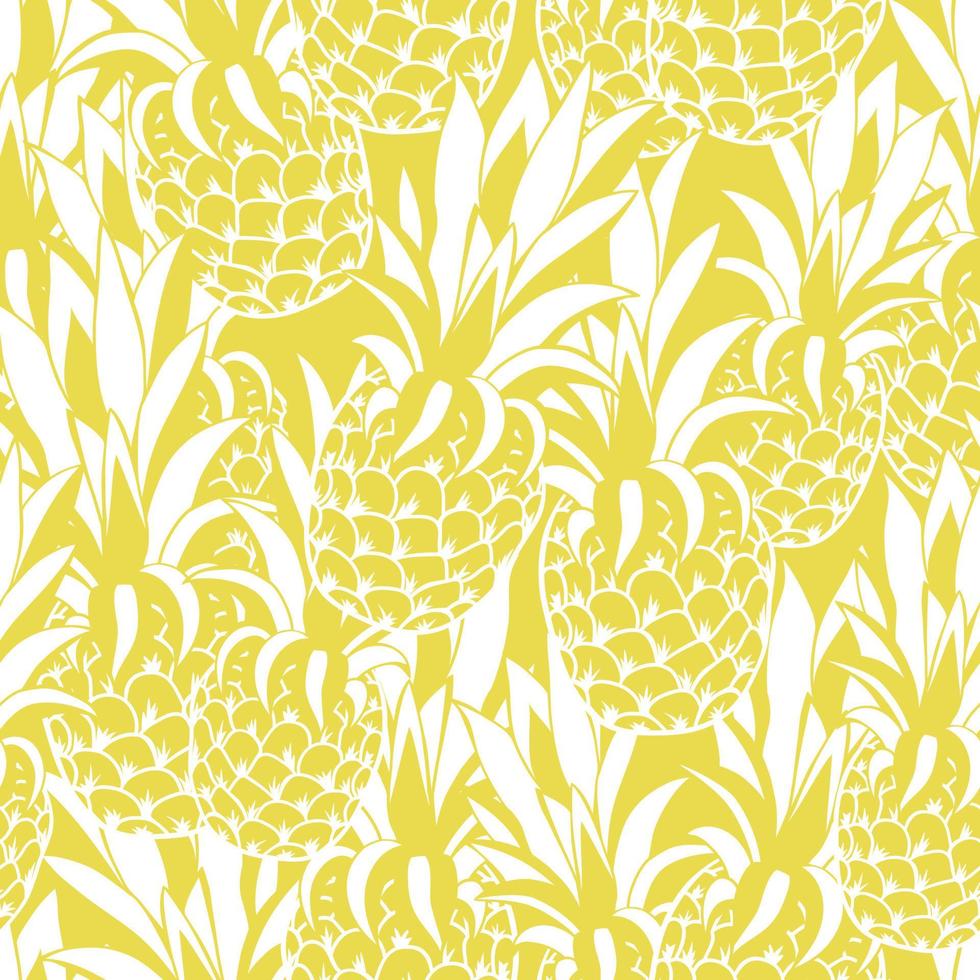 Fondo de vector de piña. impresión textil tropical colorida de verano.