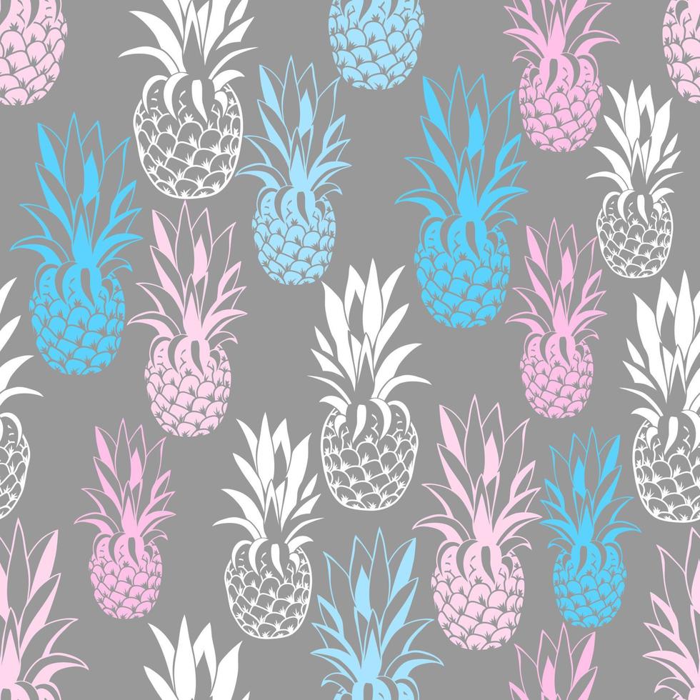 Seamless pattern with pineapple tropical fruit vector