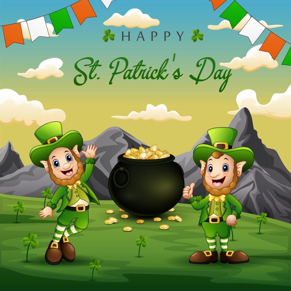 feliz fondo del día de san patricio con duendes felices vector