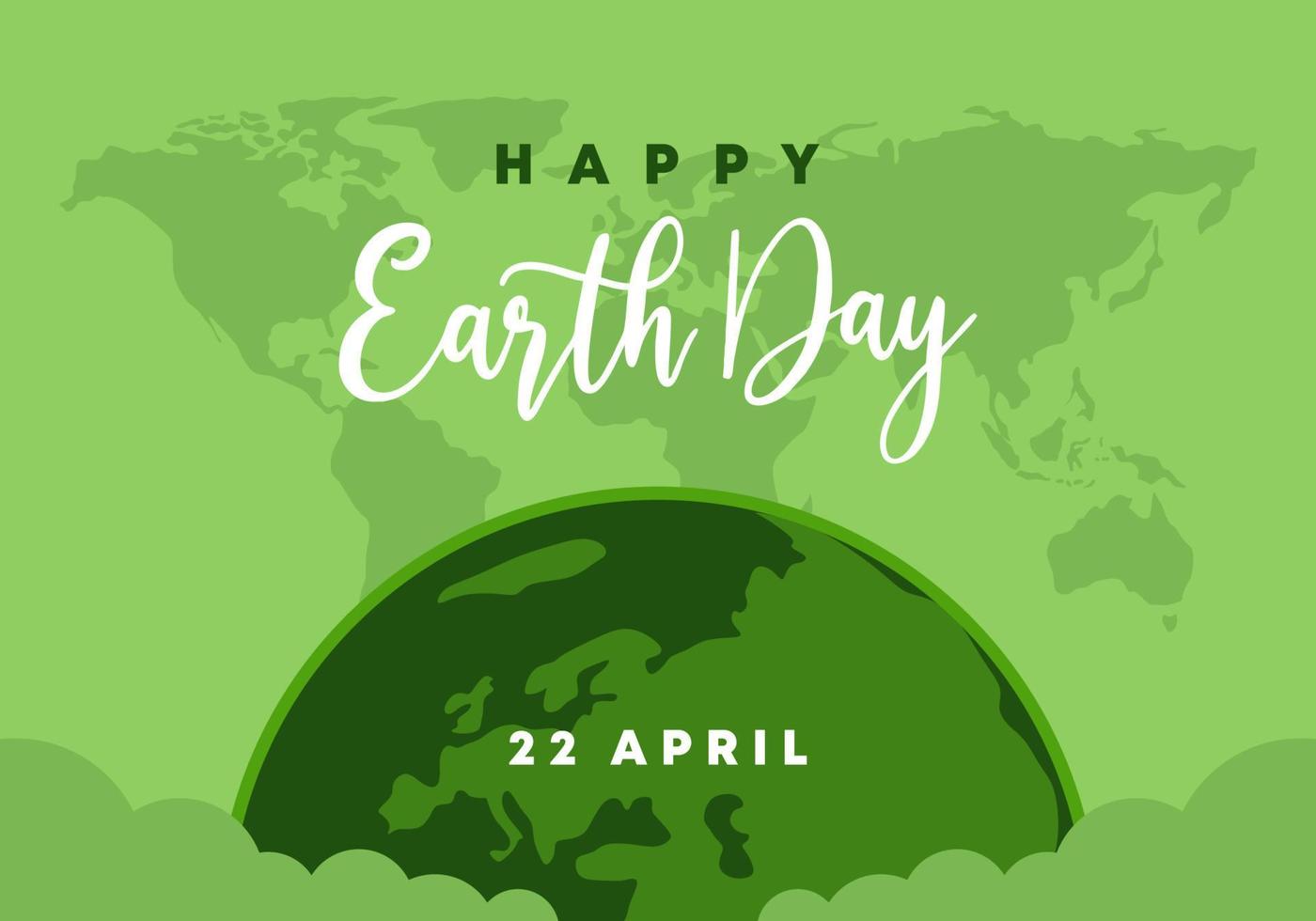 Happy earth day poster with world map celebration on april 22. vector