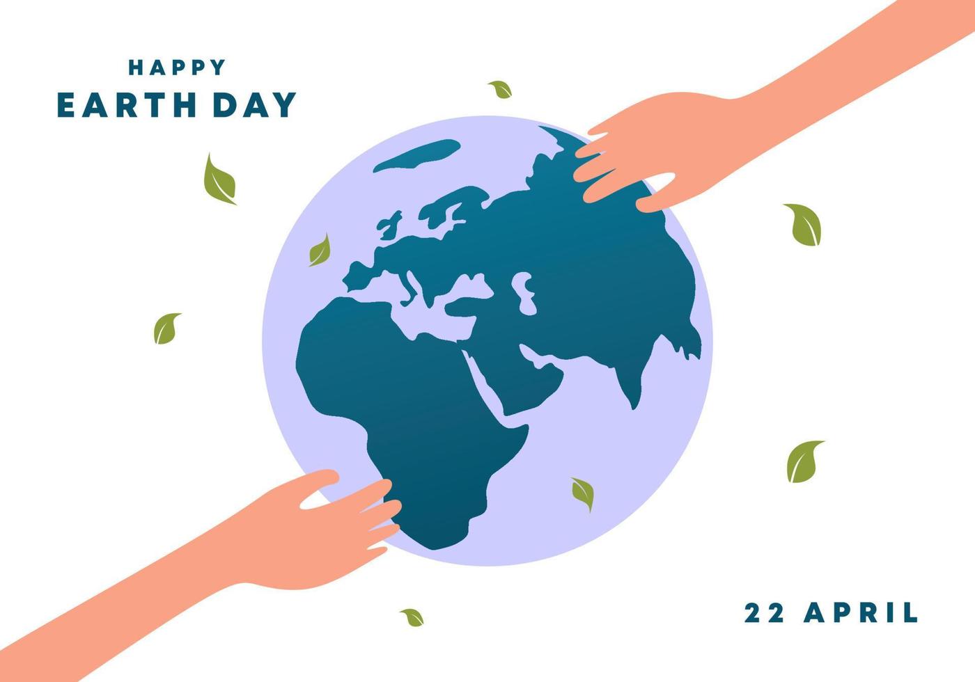 Happy earth day poster with hand hold blue globe on april 22 vector