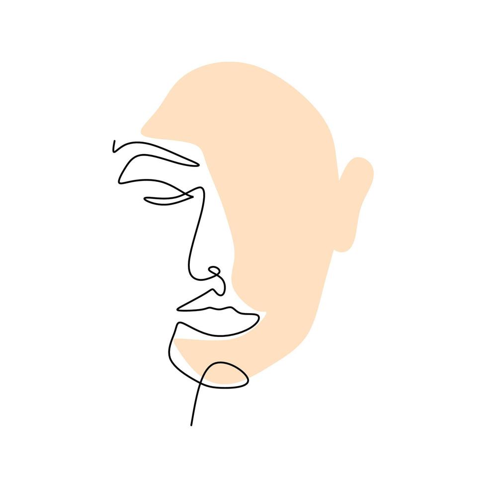 One continuous single line of surreal abstract woman face. vector