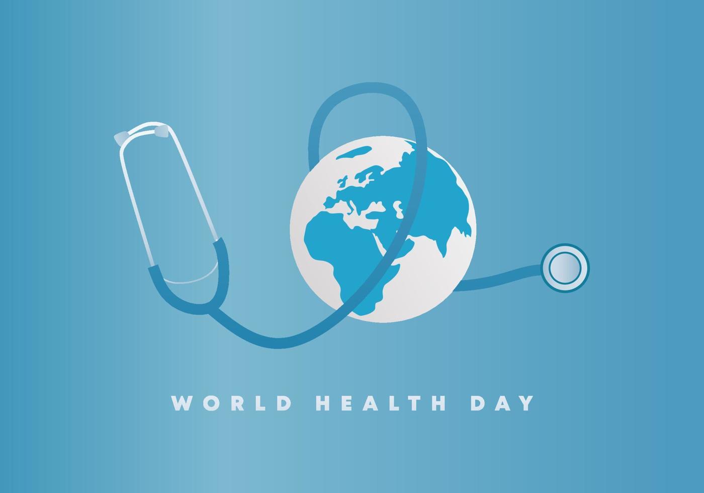 cartel de fondo del día mundial de la salud con estetoscopio y tierra. vector