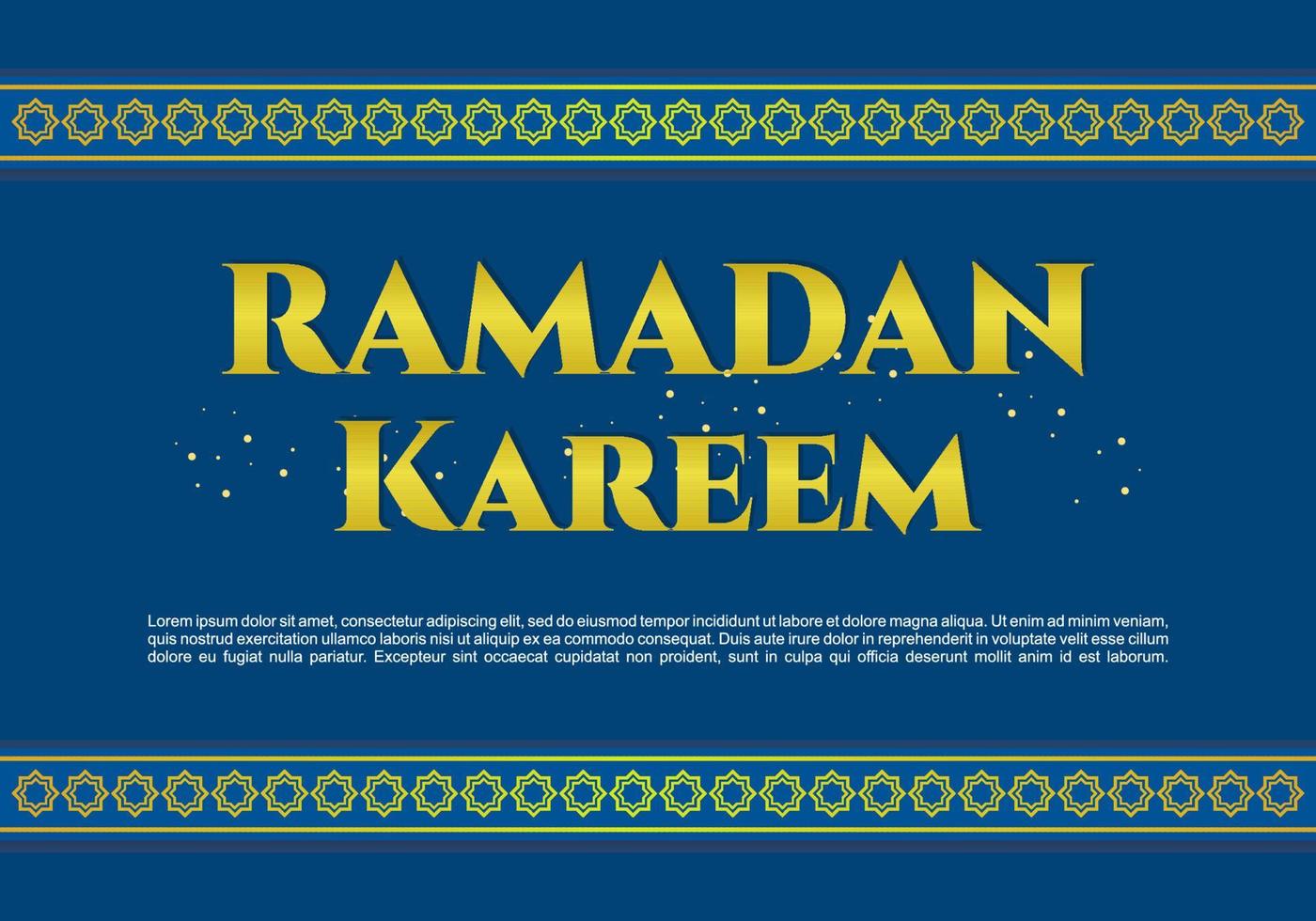 Ramadan kareem greeting card background on blue color. vector