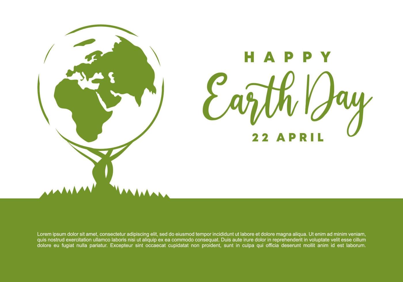 Earth day background banner poster with globe on green white color. vector