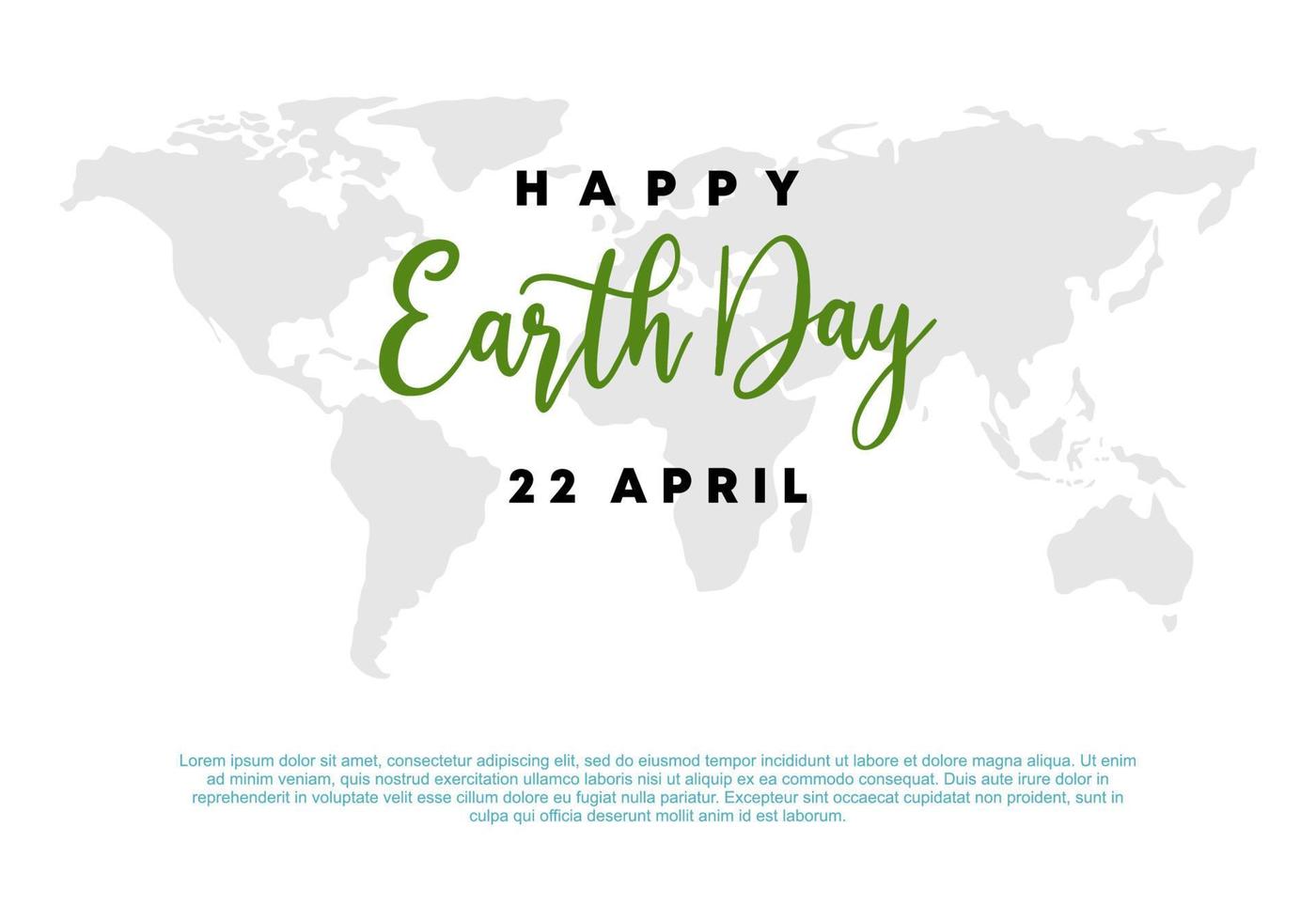 Earth day background banner poster with world map on white background. vector