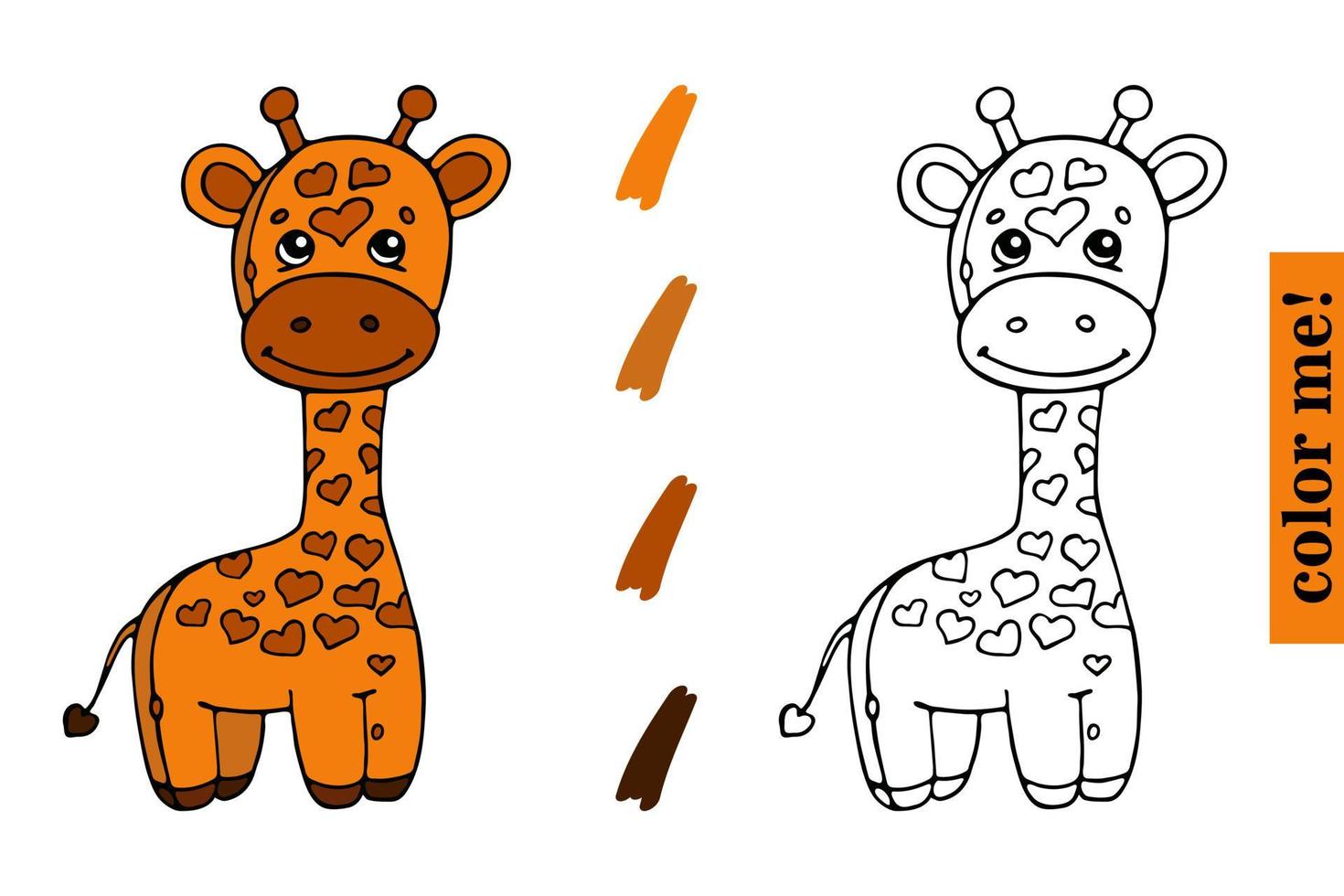 lindo libro de colorear de dibujos animados de jirafa para niños vector premium vector premium