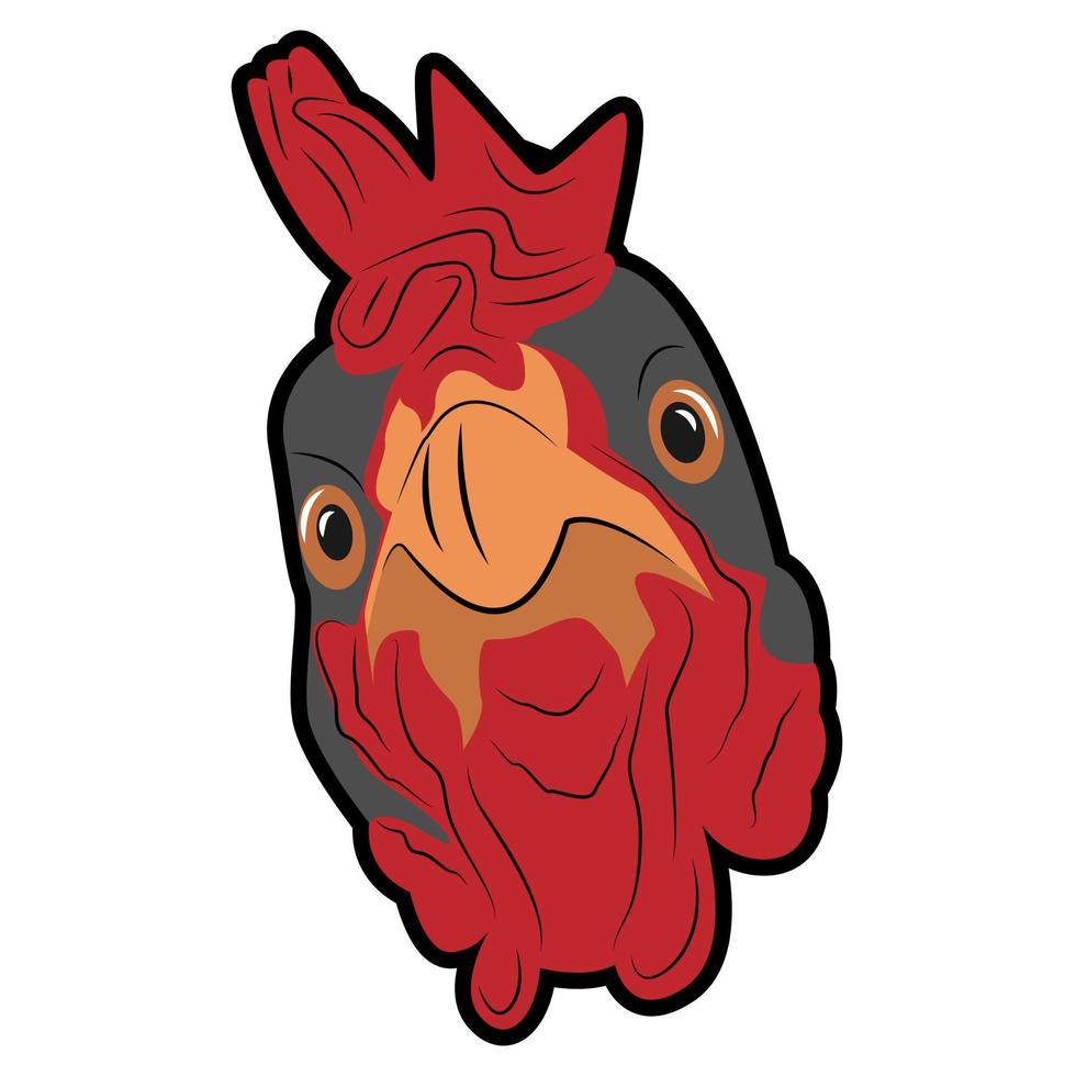 Vector of a funny-faced rooster's head. Simple vector design.