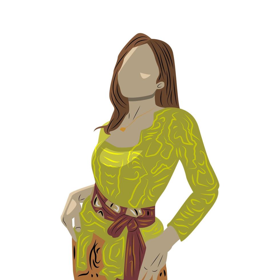 mujer con kebaya balinesa de indonesia vector