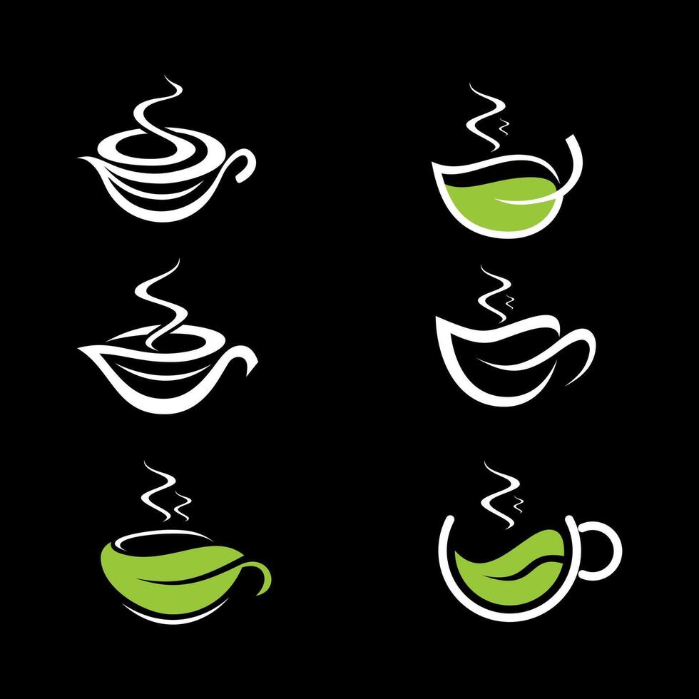nature coffee. the logo is a combination of the coffee logo and a variety of leaves that symbolize nature vector