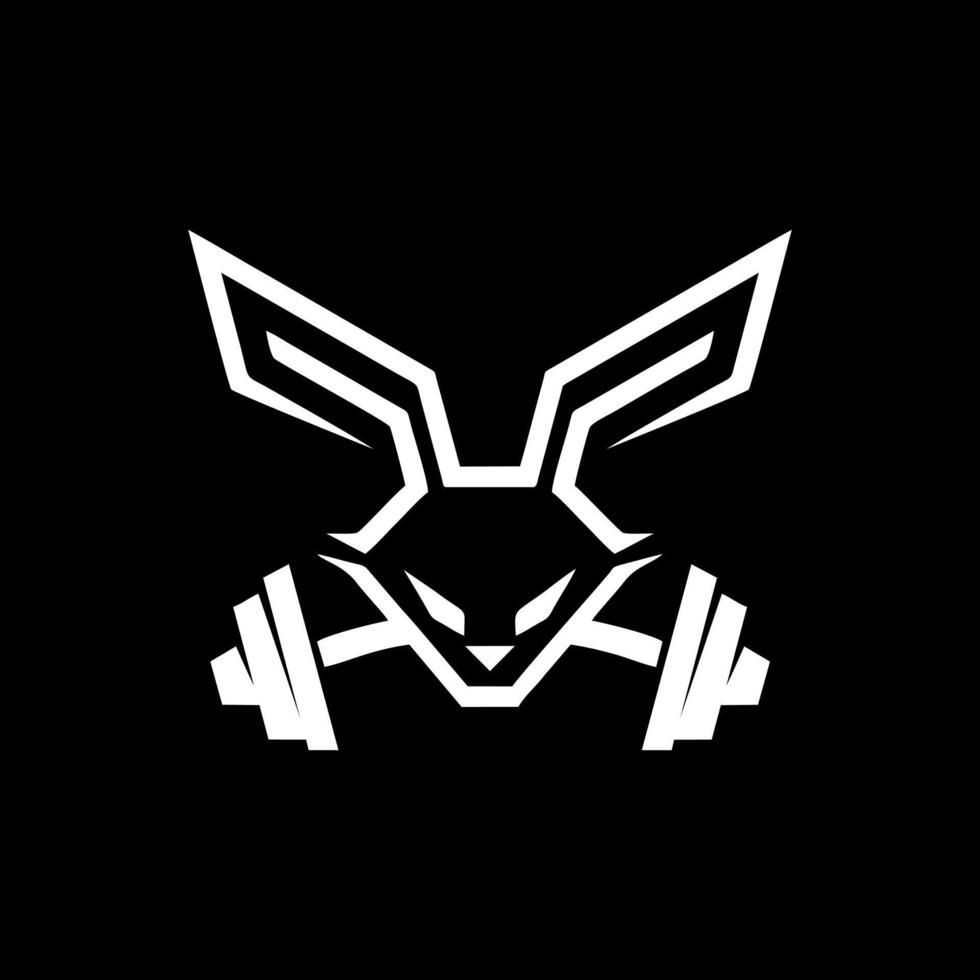 gimnasio de conejos una ilustración combinada de un logotipo de conejo con una barra, que representa una empresa de gimnasia vector