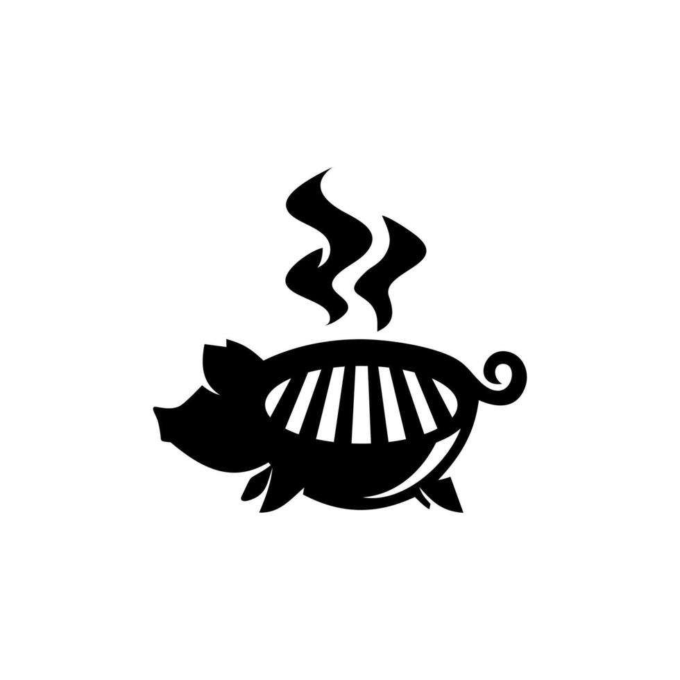 barbacoa de cerdo. logotipo de ilustración de cerdo combinado con una parrilla que representa una barbacoa vector