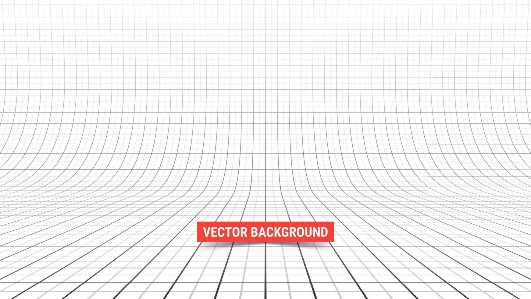 Studio backdrop with mesh. Curved perspective grid with major and minor lines. vector