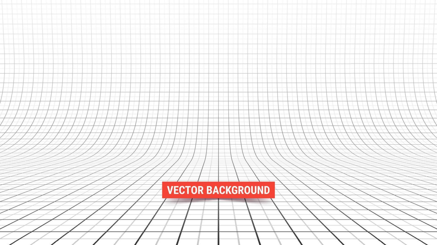 telón de fondo de estudio con malla. cuadrícula de perspectiva curva con líneas mayores y menores. vector