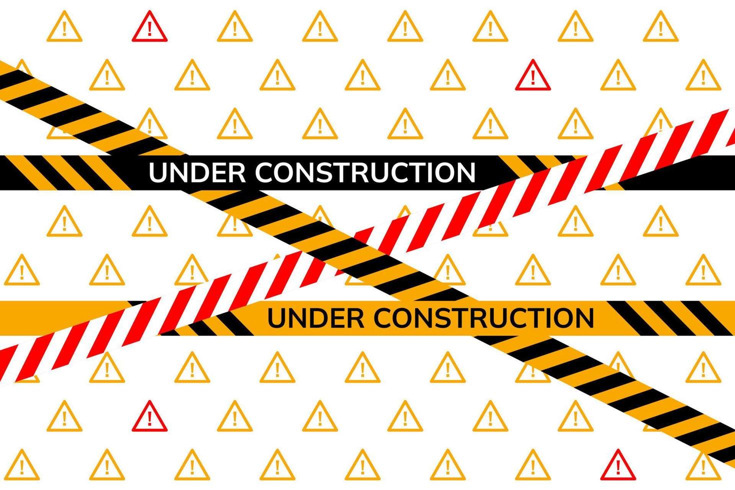 Under construction website page. Under construction tape warning. Vector illustration