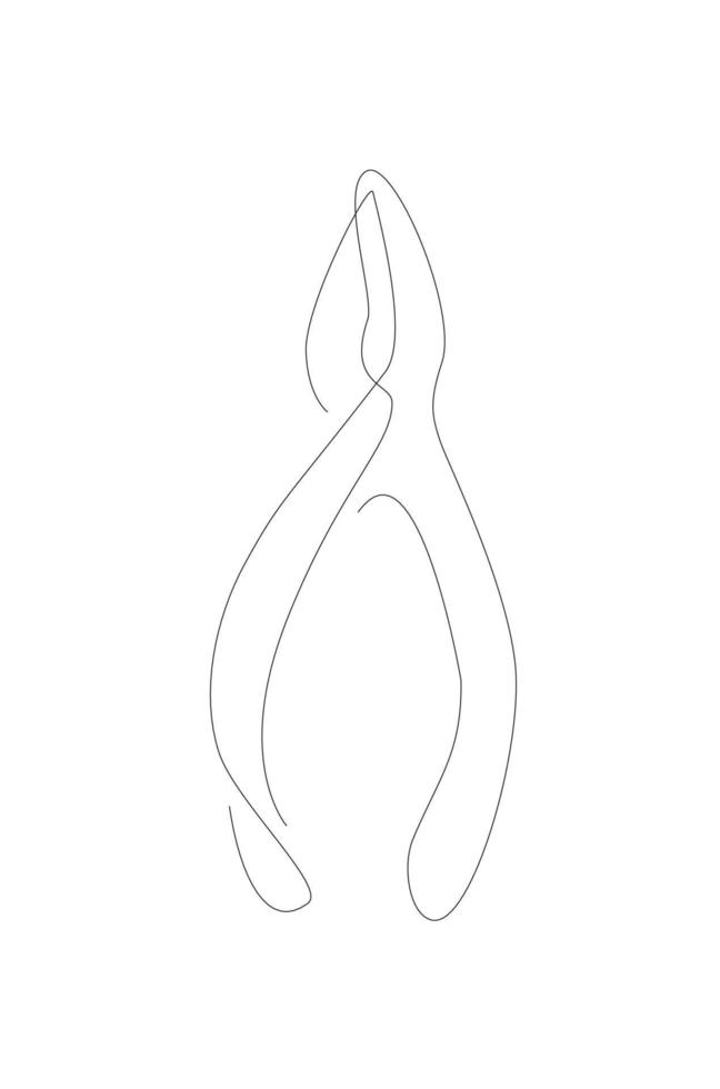 Pliers one line. haushold tool line art vector