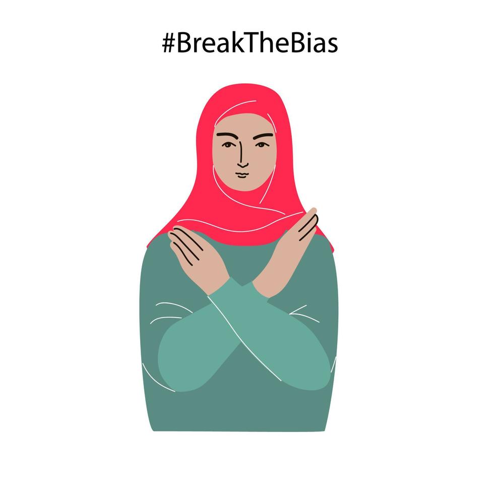 Break the bias, woman day. Flat vector illustration