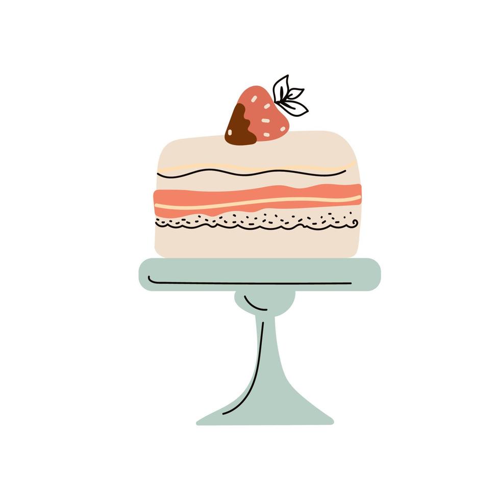 Afternoon tea Stand set with cake, coffee house icons of desserts. vector