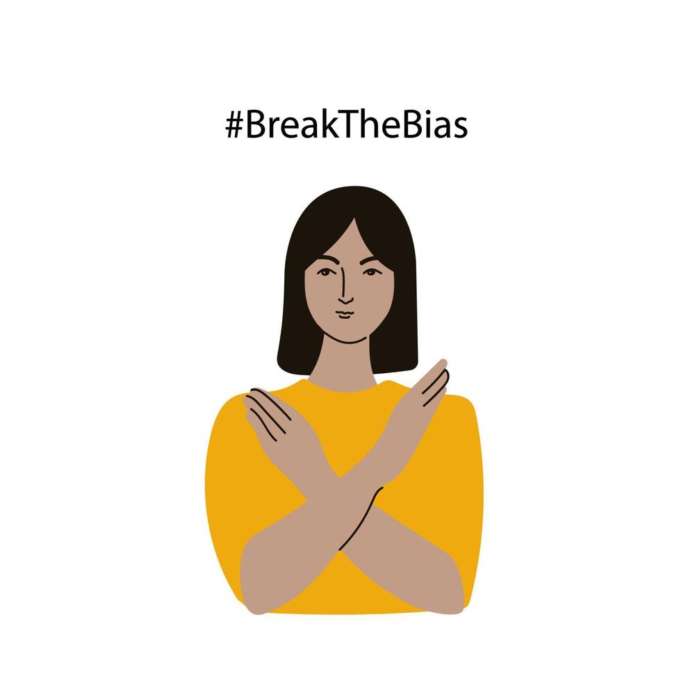 Break the bias, woman day. Flat vector illustration