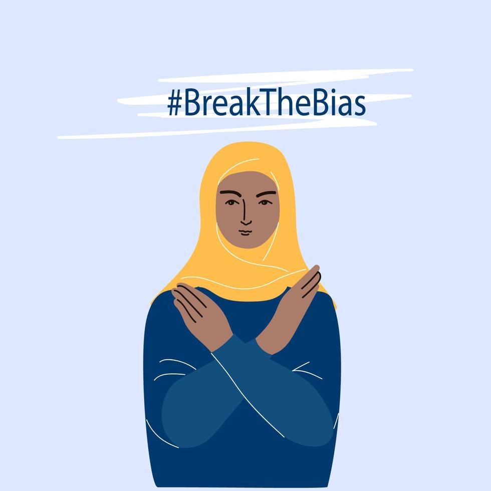 Break the bias, woman day. Flat vector illustration