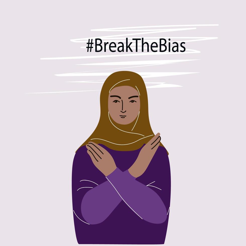 Break the bias, woman day. Flat vector illustration