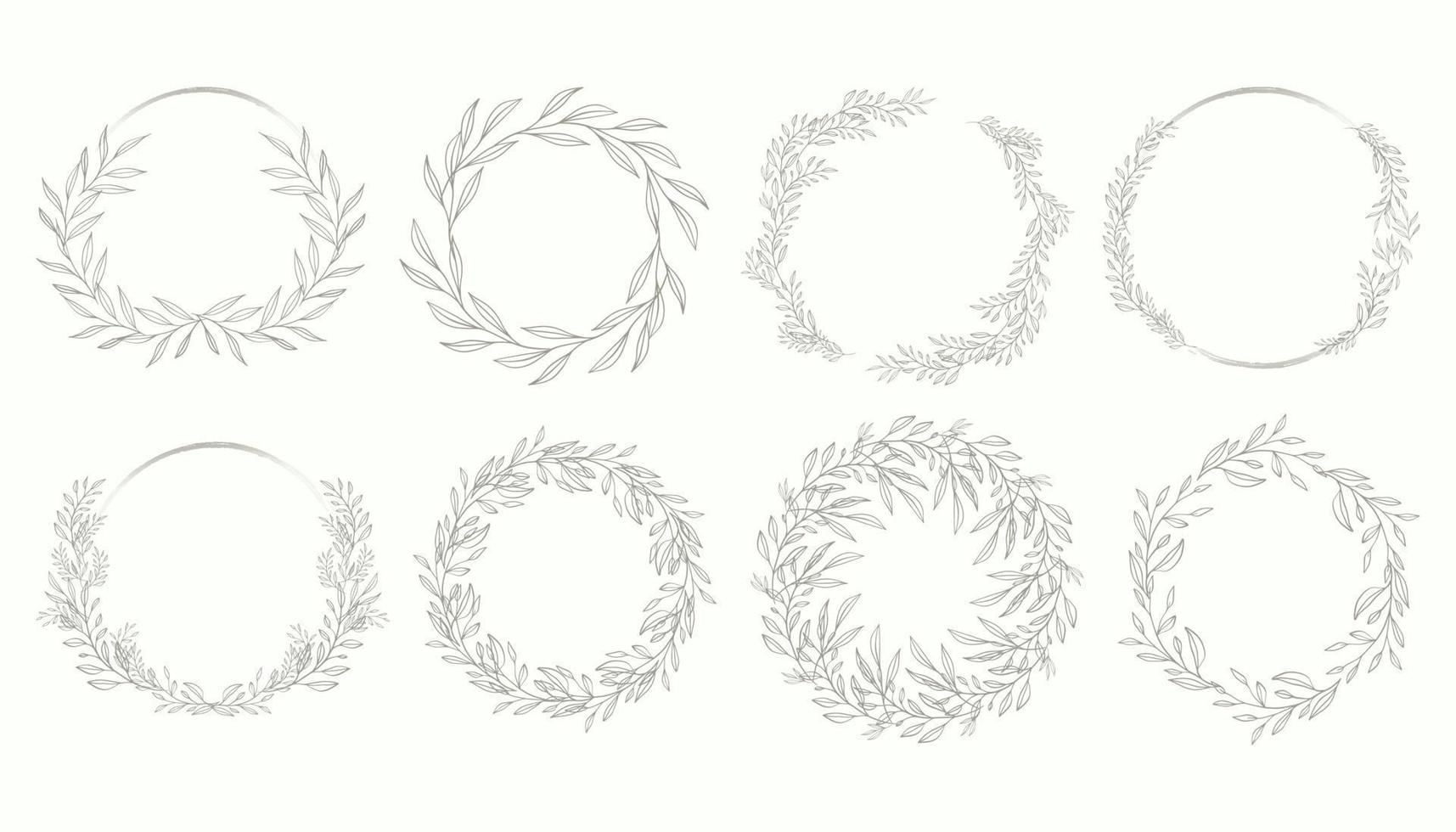 Wedding floral border vector set. Illustration of round floral frames