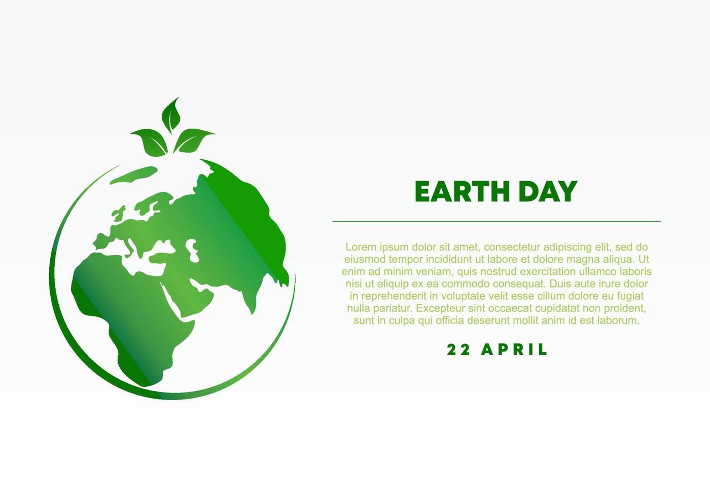 cartel de feliz día de la tierra con celebración del globo verde el 22 de abril vector