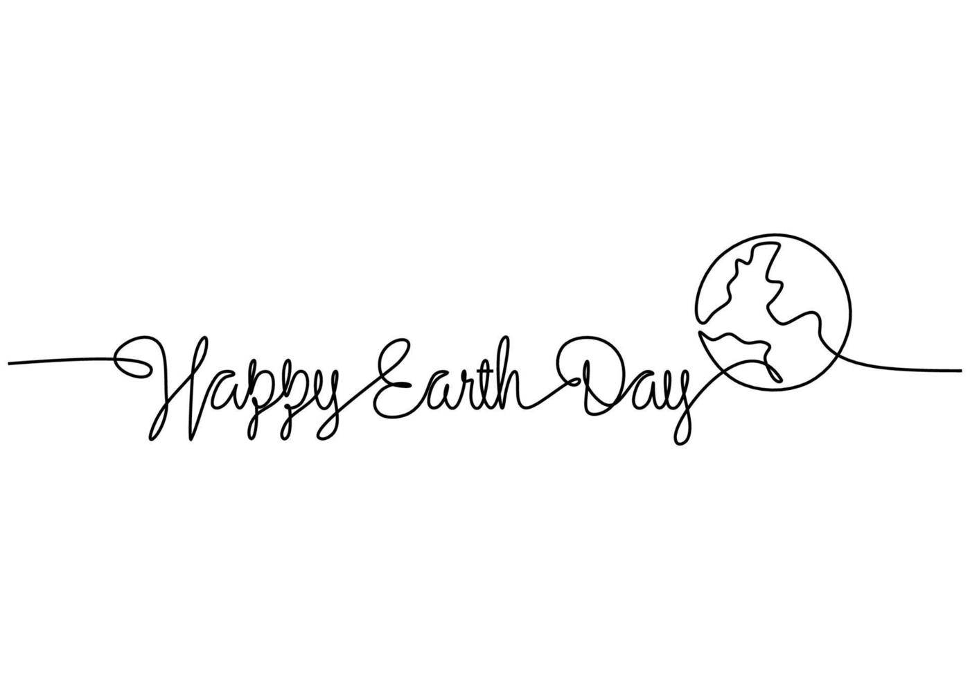 One continuous single line of happy earth day world vector