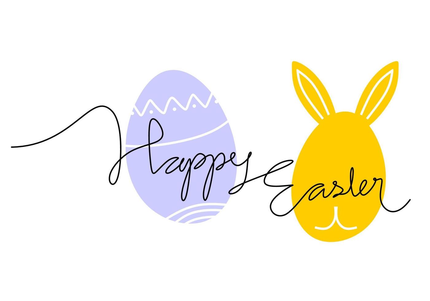 One continuous single line of two cute eggs for easter day vector