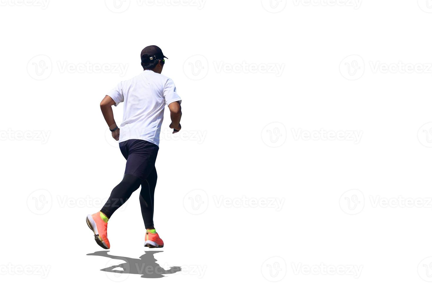 Man running on colored background with clipping path photo