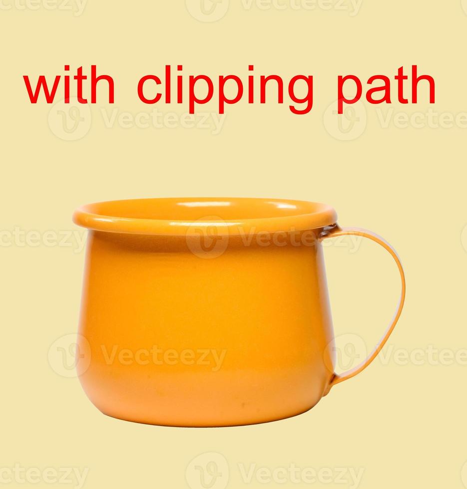 Zinc glass bright orange on a white background. Ideas for mock ups.Blank mock up Empty classic undervest mug with neckline mockup, isolated with clipping path photo