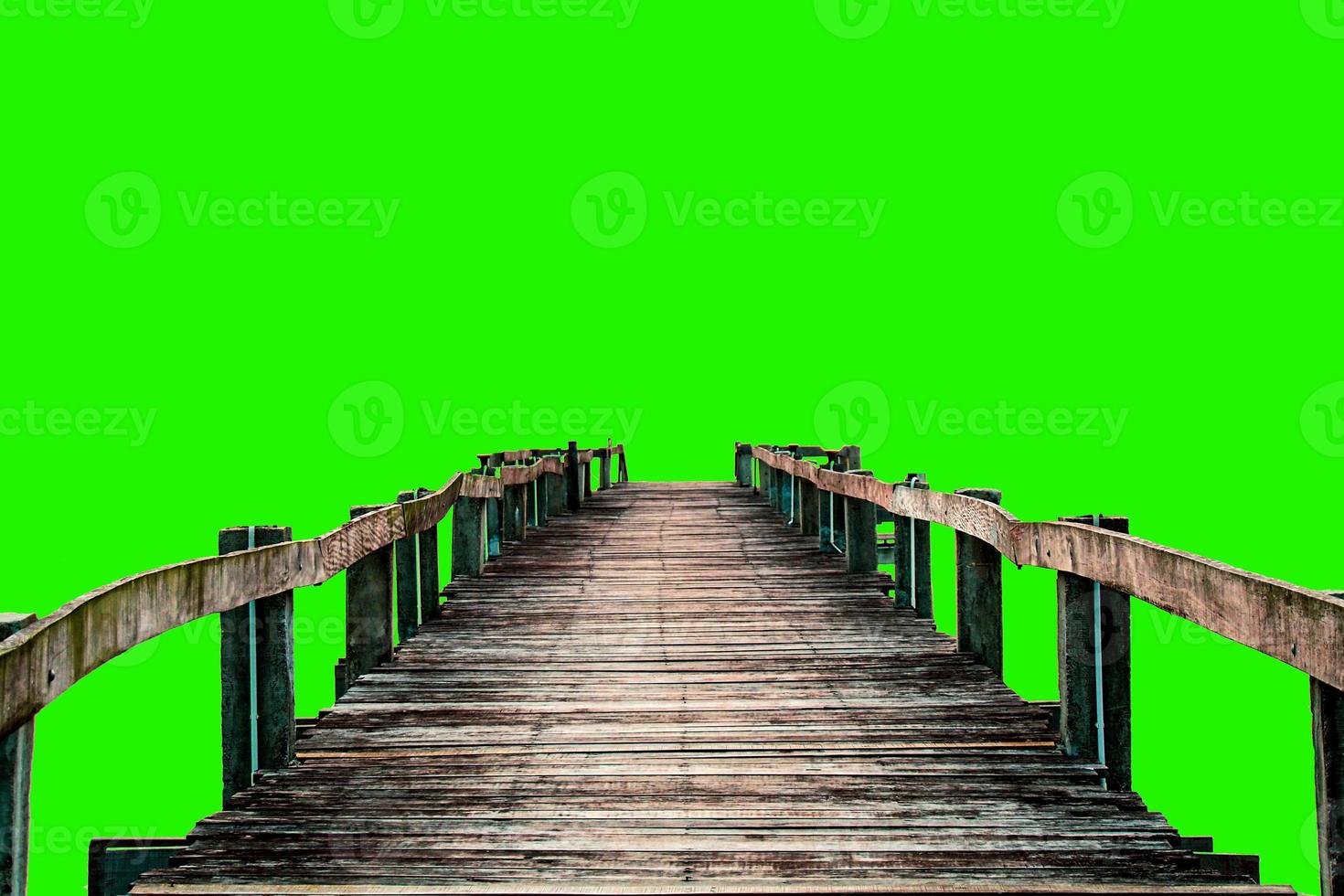 classic wooden bridge on colored background with clipping path photo