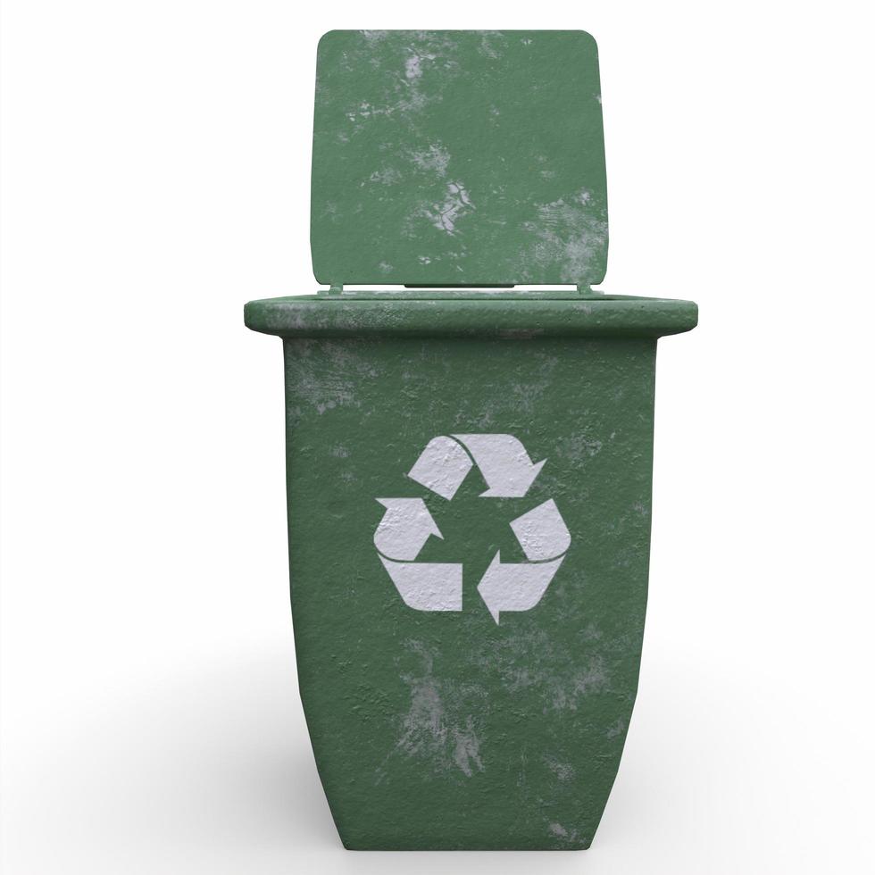 3d Rendering of Recycle Trash Can photo