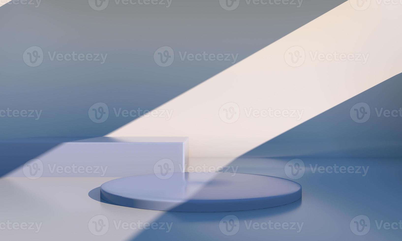 Minimal scene with geometrical forms, podiums in cream background with shadows. Scene to show cosmetic product, Showcase, shopfront, display case. 3d photo