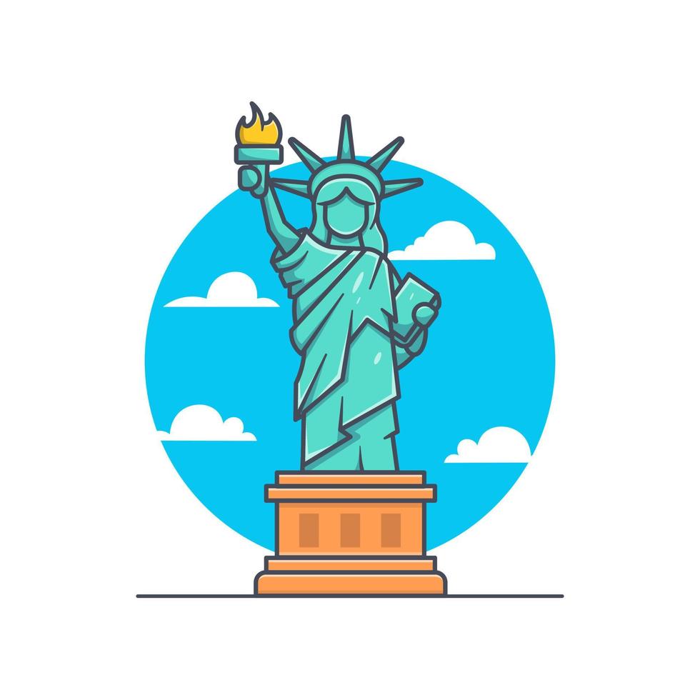 Statue of liberty flat illustration cartoon icon vector