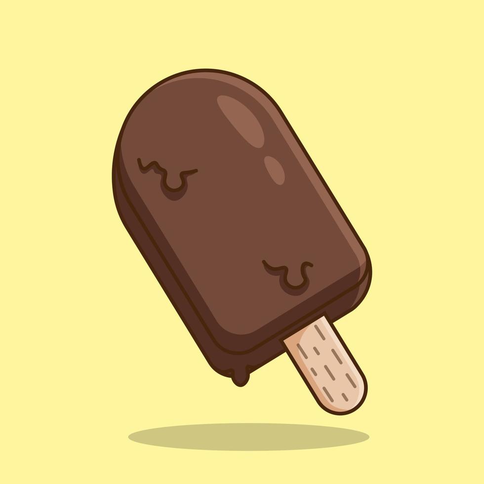 Chocolate Popsicle Ice Cream Cartoon Icon Illustration vector