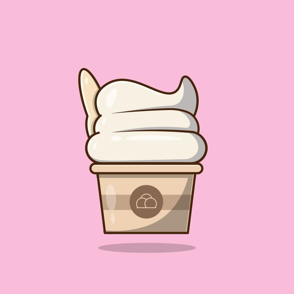 Ice cream cup cartoon icon illustration vector