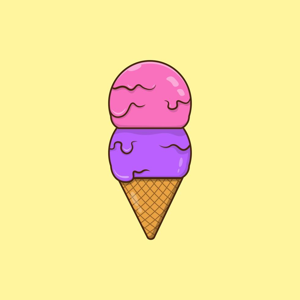 ilustración de icono de dibujos animados de cono de bola de helado doble  7161926 Vector en Vecteezy