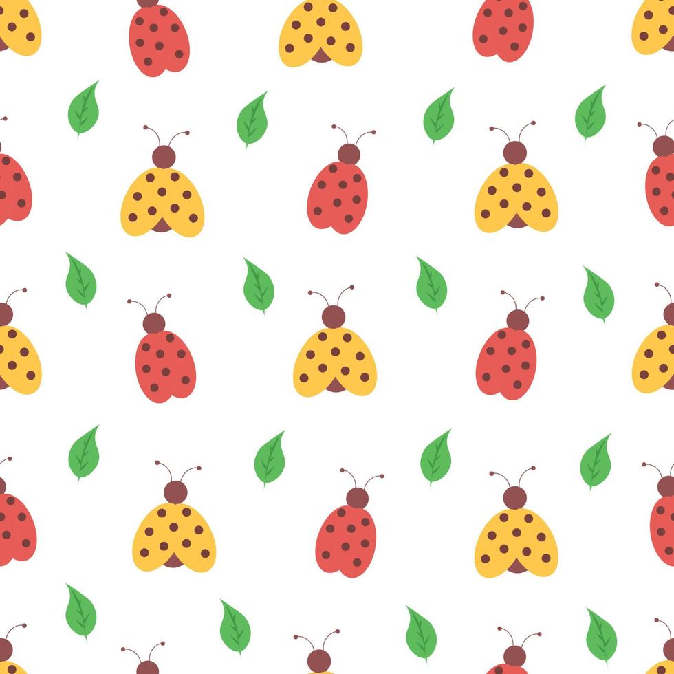 Ladybugs seamless pattern. Illustration for printing, backgrounds, covers, packaging, greeting cards, posters, stickers, textile and seasonal design. Isolated on white background. vector