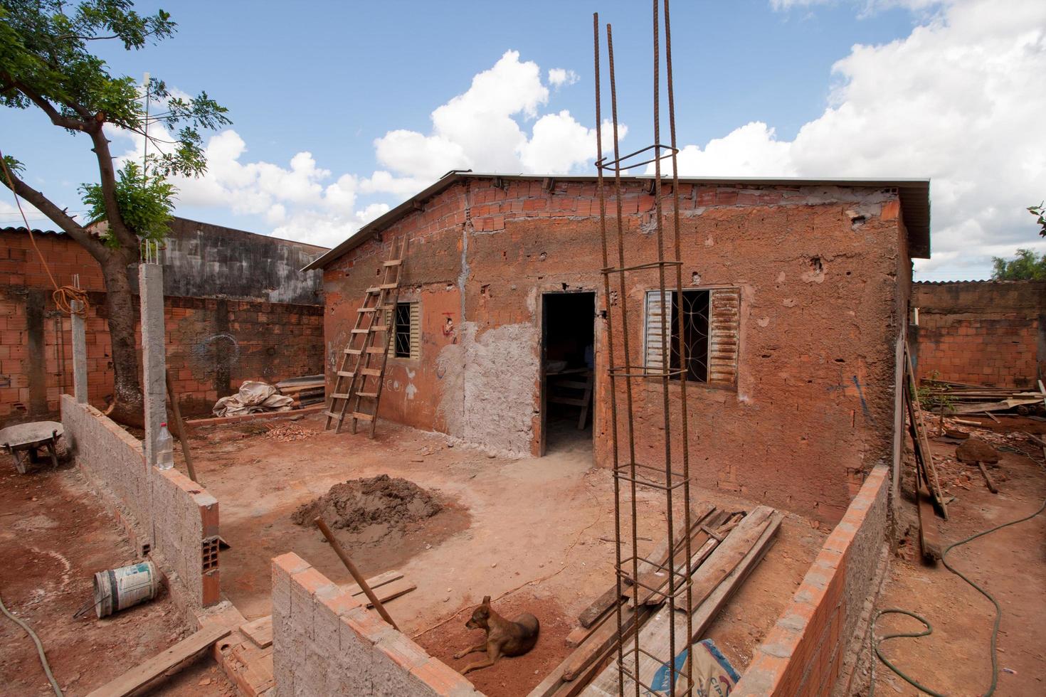 Planaltina, Goias, Brazil-April 9, 2022  Extremely Poor housing conditions that are commonly found throughout Brazil. photo