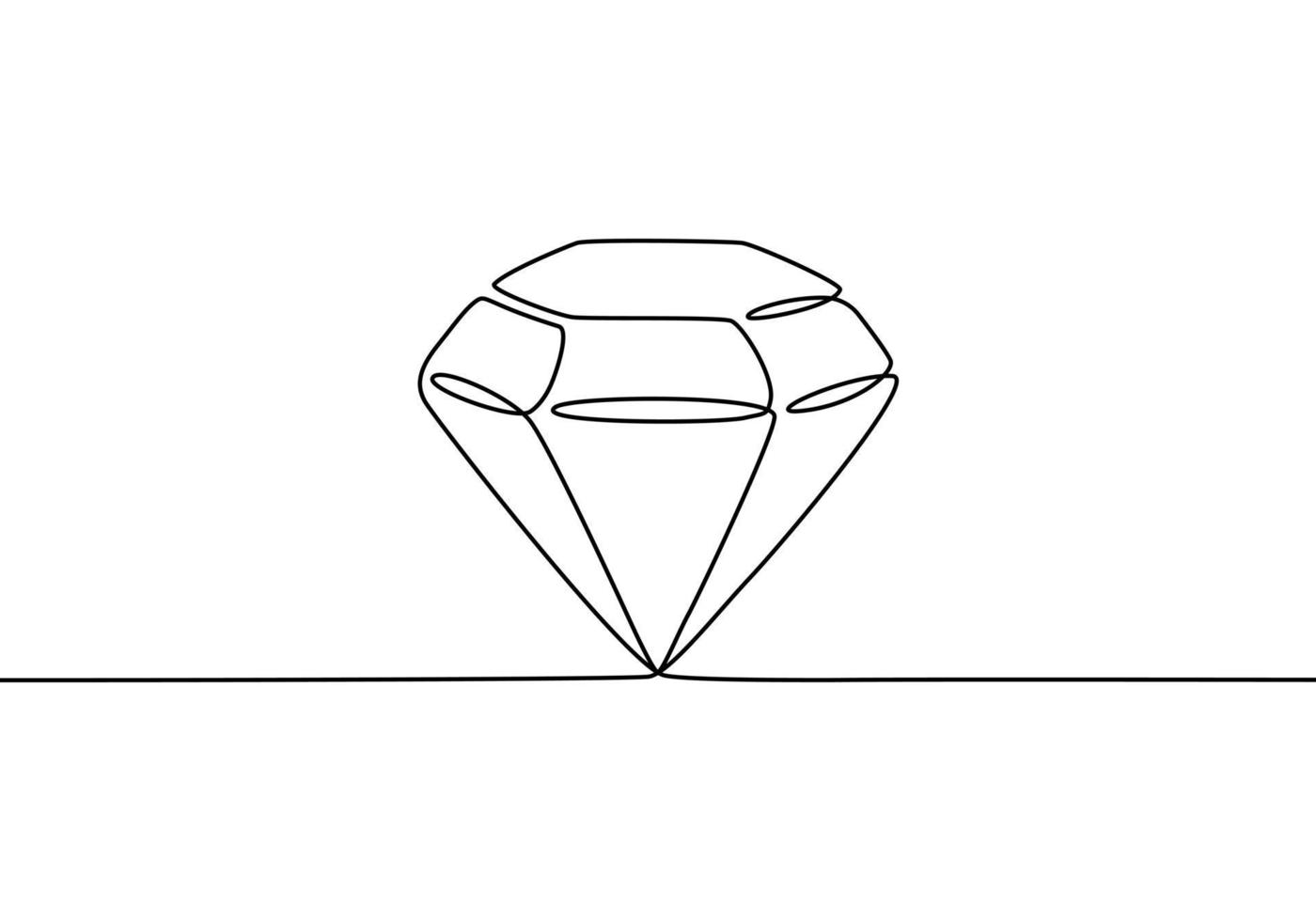 Diamond one line drawing. Gem symbol continuous line illustration isolated on white background. vector