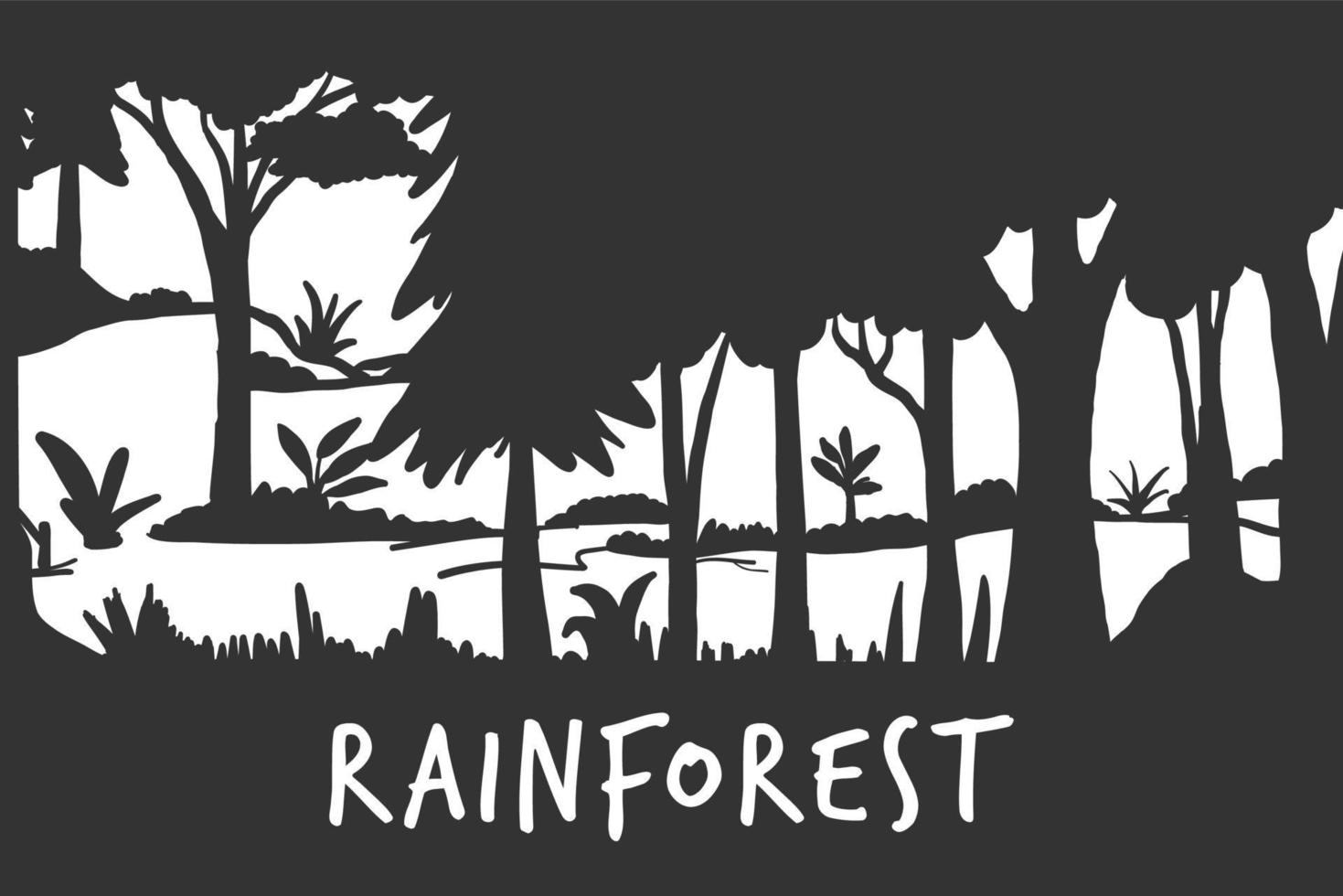 rainforest silhouette, tropical forest vector illustration