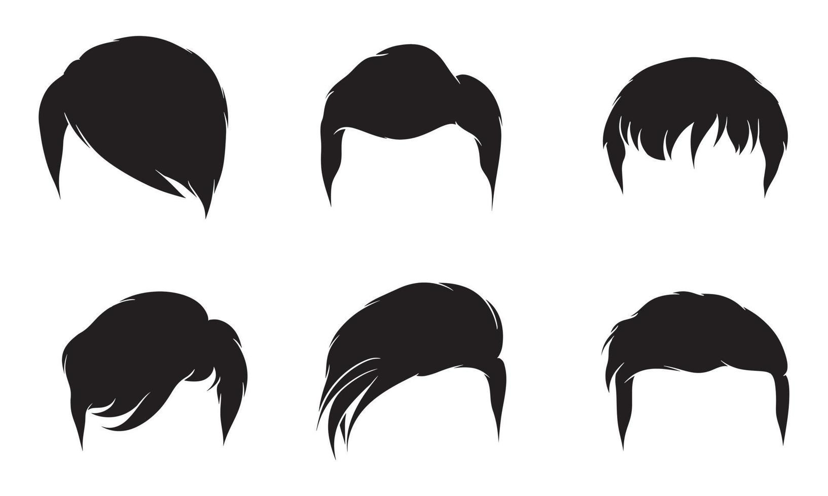 hand drawn silhouette of men hairstyle illustration vector