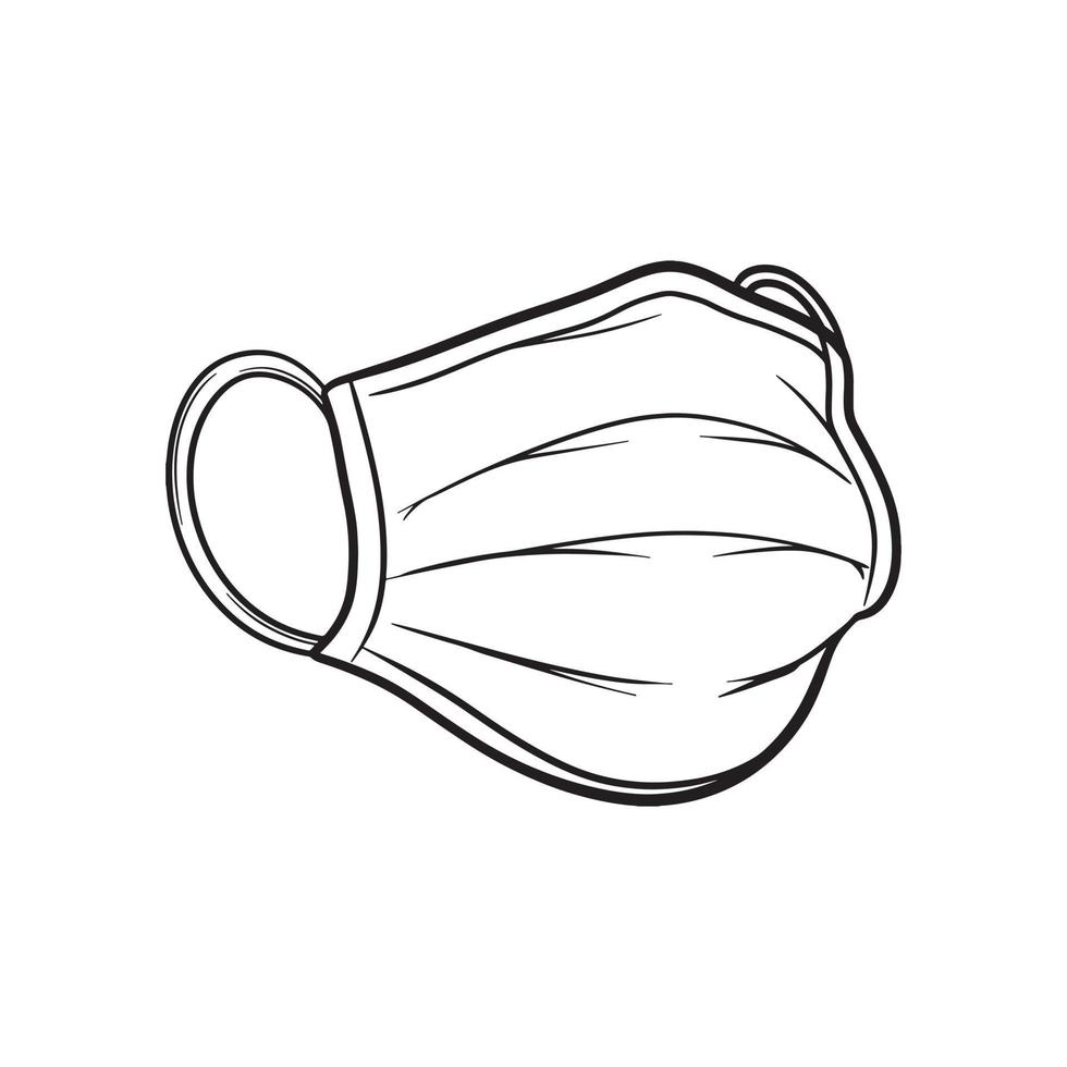hand drawn surgical medical mask doodle illustration vector