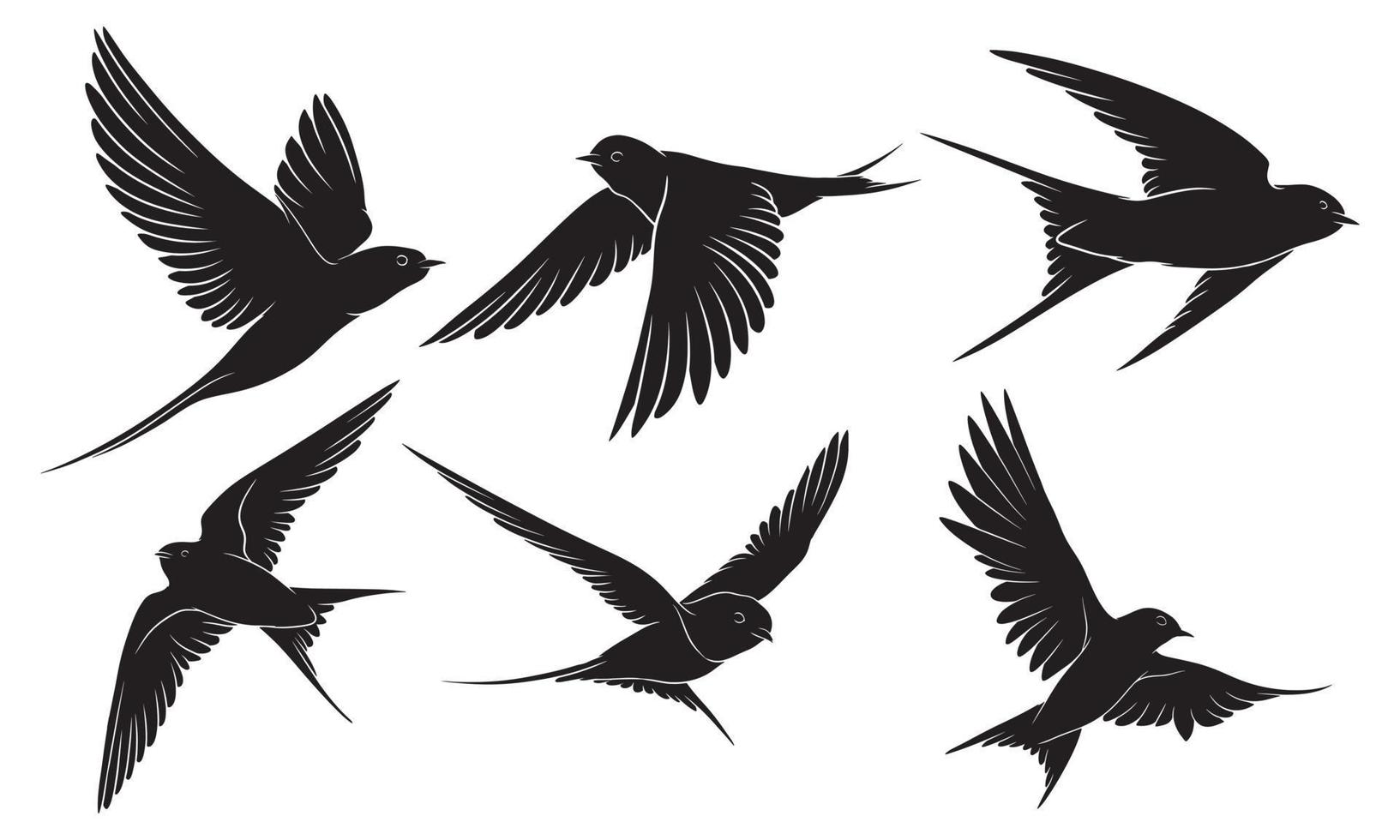 hand drawn silhouette of flying swallow vector